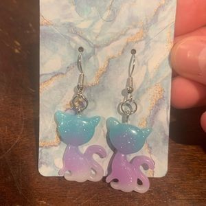 NEW HANDMADE ACRYLIC CAT CHARM EARRINGS